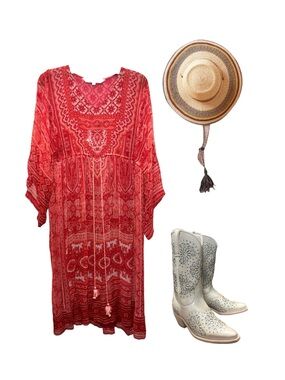Ritu Kumar Red Embroidered Boho Kaftan